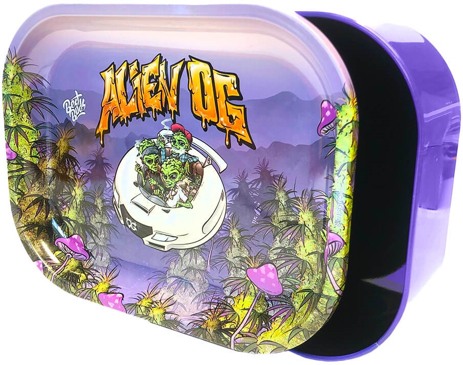 Best Buds Tenký box rolovací podnos s úložným priestorom, Alien OG
