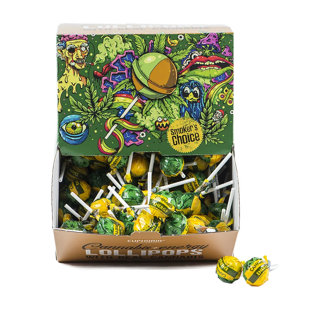Euphoria Cannabis Energy Lollipop s príchuťou cannabis (200 x 12 g)