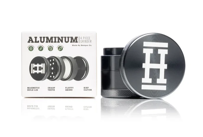HEMPER Kräutermühle aus eloxiertem Aluminium, grau, 4-teilig, 56 mm