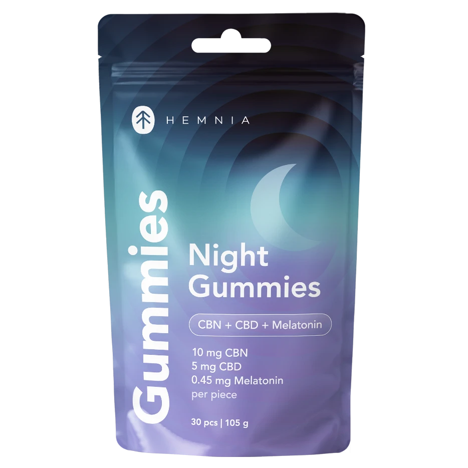 Hemnia gumijasti bonboni za spanje CBN + CBD + melatonin, 30 kosov, 105 g