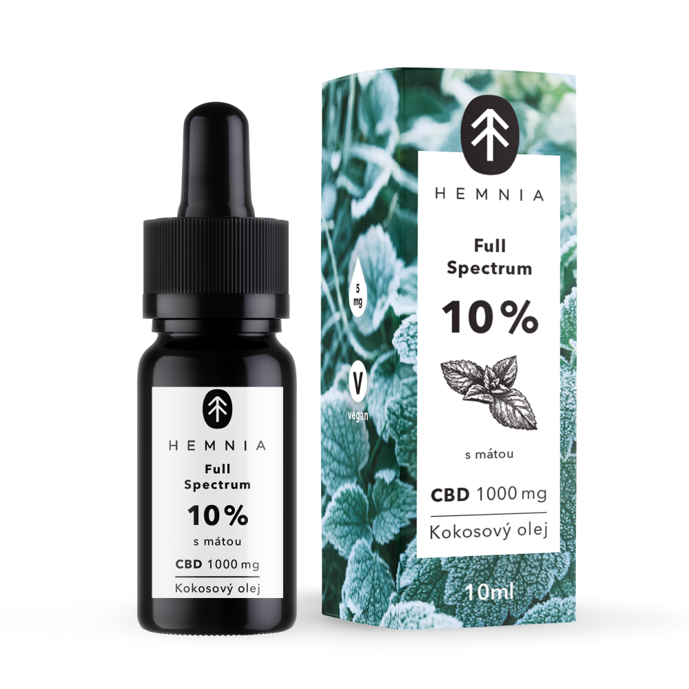 Hemnia Full Spectrum CBD olej 10%, 1000 mg, 10 ml, s příchutí máty