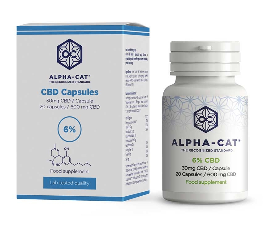 Alpha-CAT Konopné CBD kapsle 20x30 mg, 600 mg