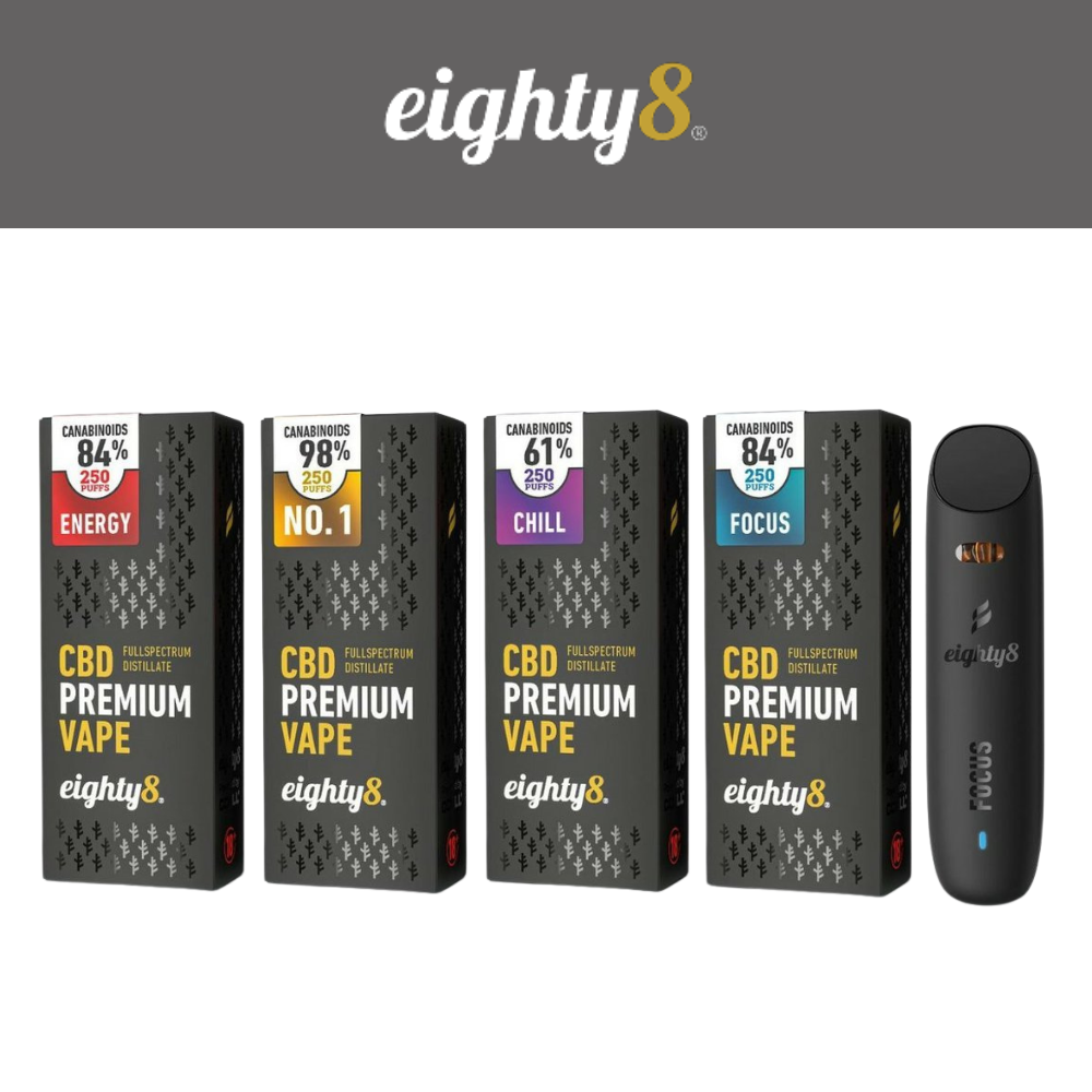 Eighty8 CBD Vapen, Alle in een Set - 4 smaken x 0,5 ml
