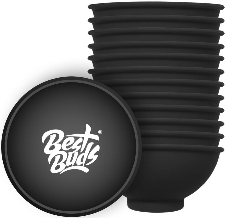 Best Buds Silikonová miska na míchání 7 cm, černá s bílým logem
