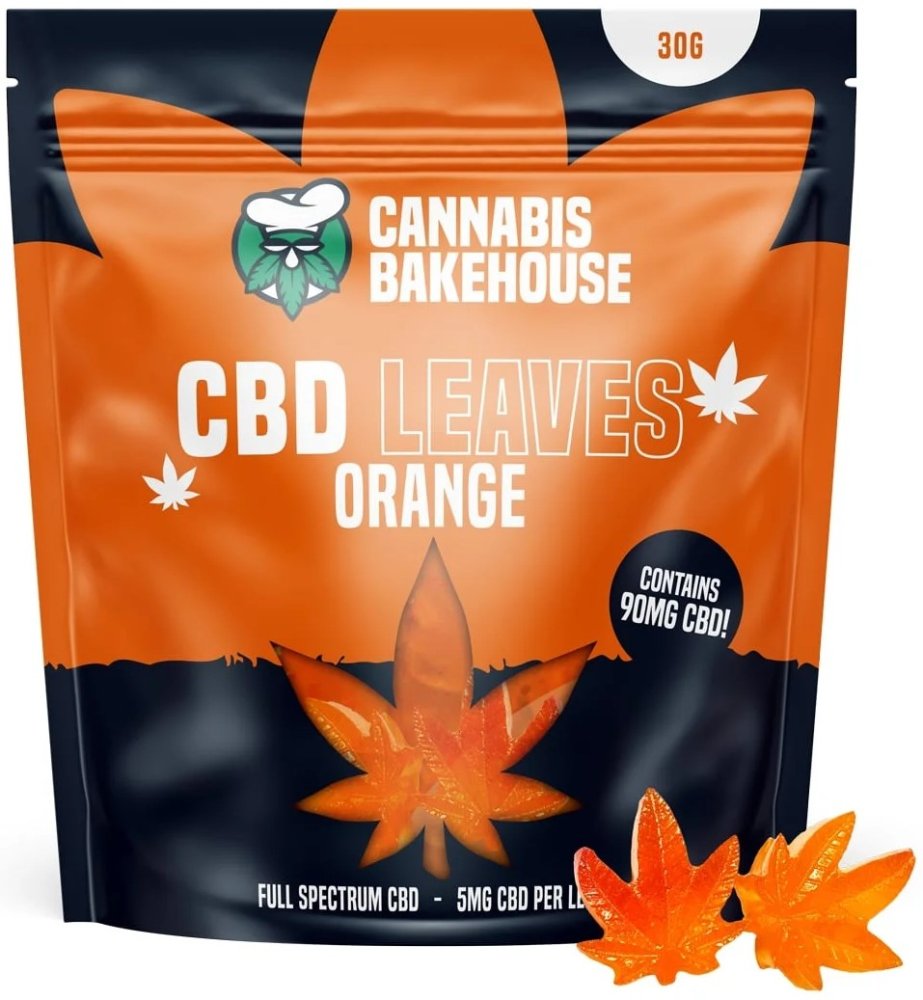 Cannabis Bakehouse - CBD Gummy Leaves Orange, 18 ks x 5 mg CBD, 30 g