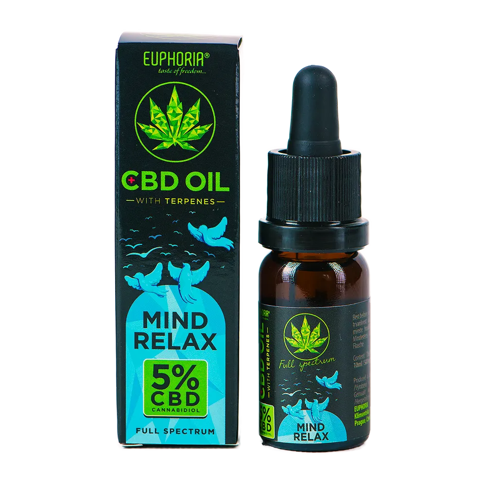 Euphoria CBD olej 5% s terpénmi, 10 ml, 500 mg - Mind Relax