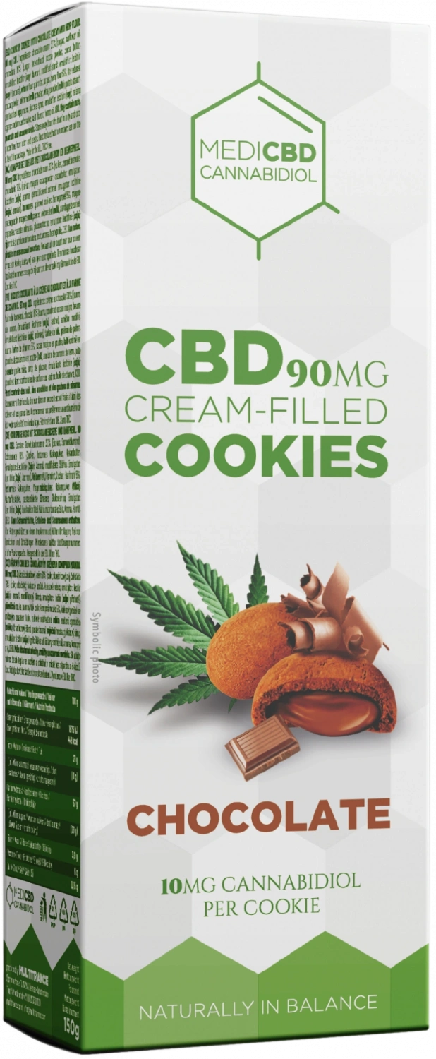 MediCBD Chocoladeroom-gevulde koekjes (90 mg), 150 g