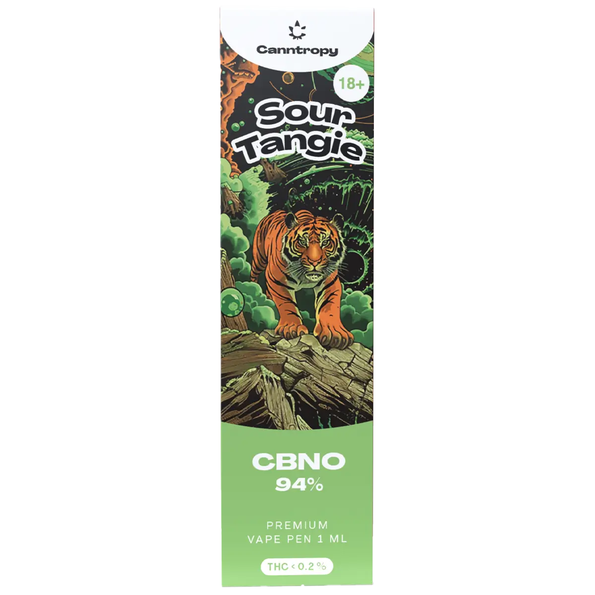 Canntropy CBNO jednorazové vape pero Sour Tangie, CBNO 94% kvalita, 1 ml