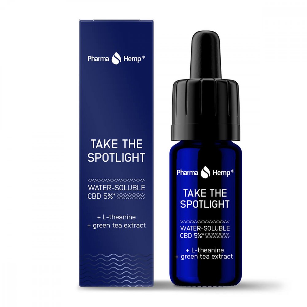 PharmaHemp Take The Spotlight Wateroplosbaar, 5% CBD, 10 ml + L-Theanine en Groene Thee Extract
