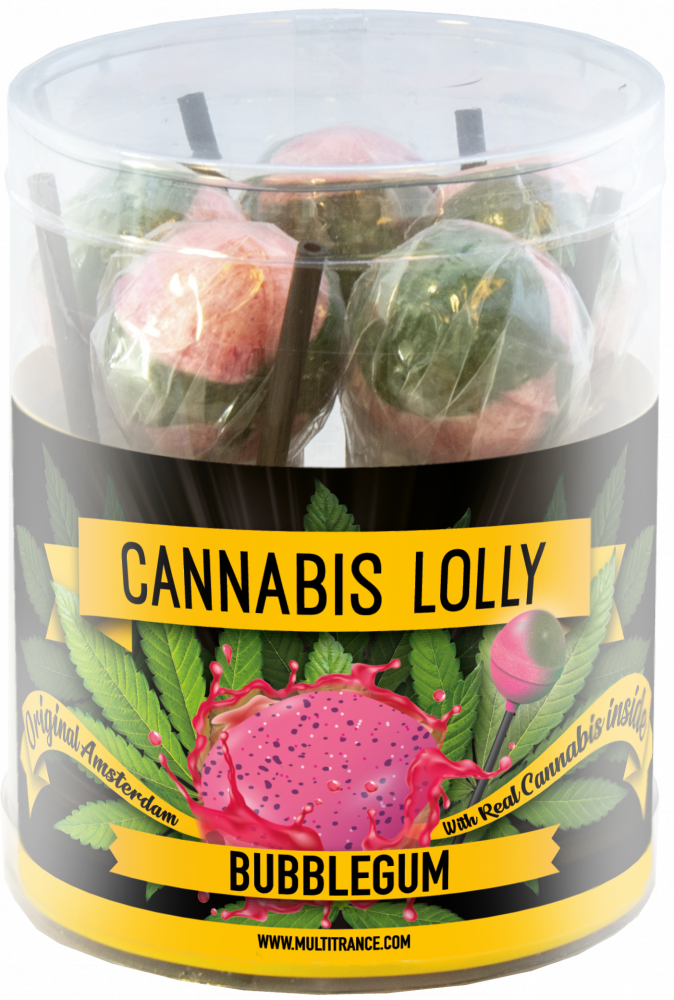 Cannabis Bubble Gum Lollies – Geschenkbox (10 Lollies), 24 Boxen im Karton, 4320 g