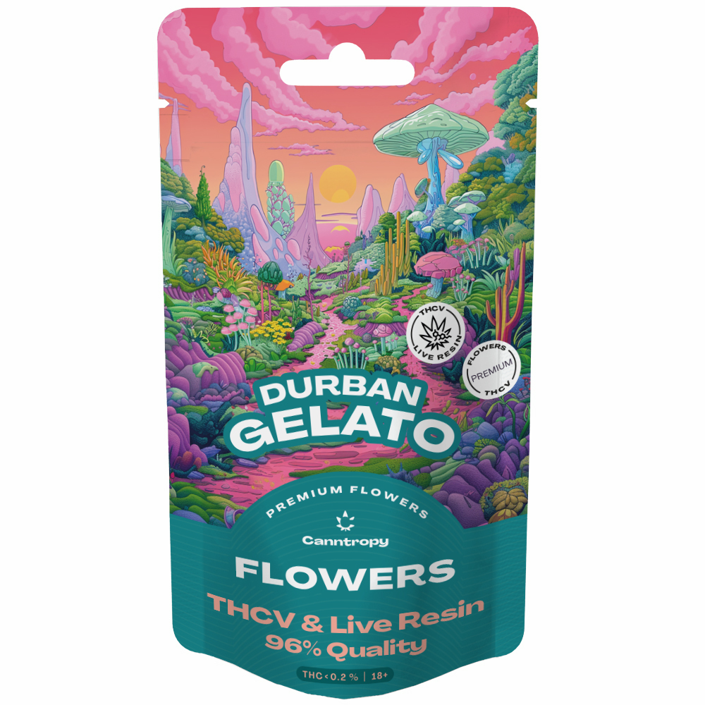 Canntropy Živé živicové terpény THCV Flower Durban Gelato, kvalita THCV 96 %, 1 g – 100 g 100 gramov