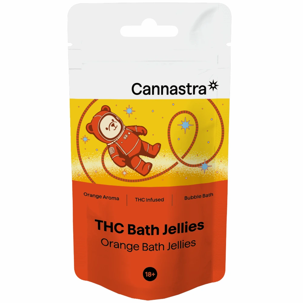Cannastra THC+ Astro Bears Orange Bath Jellies, 10 ks x 5 mg, 50 g