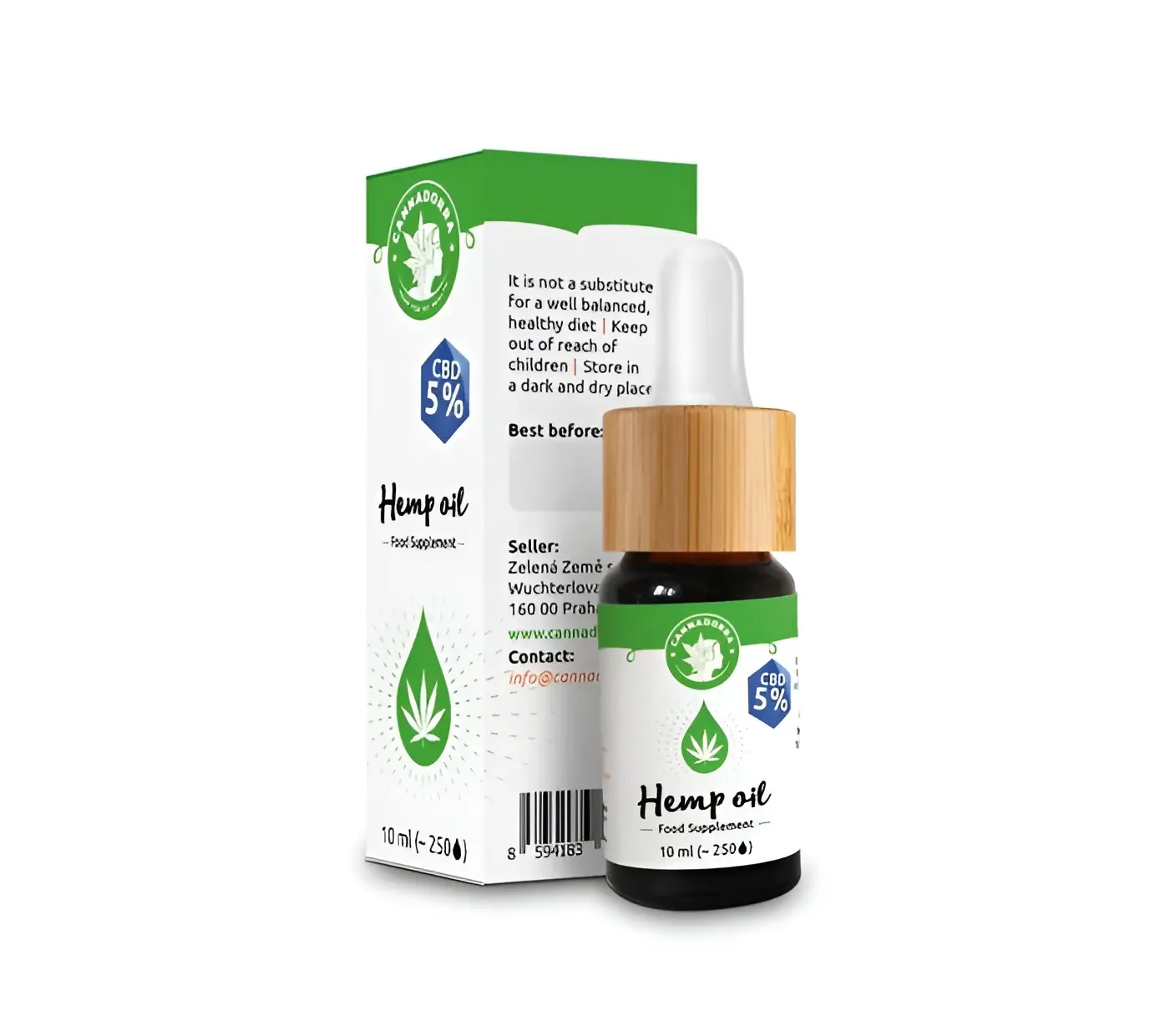 Cannadorra CBD olej, 5 % CBD, bez THC, širokospektrálny, 10 ml