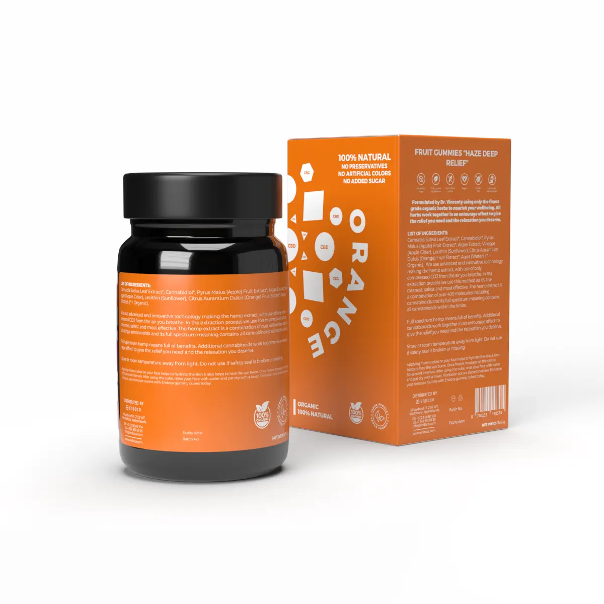 Endoca CBD gumené cukríky Haze, 300 mg CBD, 5 mg CBG, pomarančová príchuť, 30 ks, 60 g