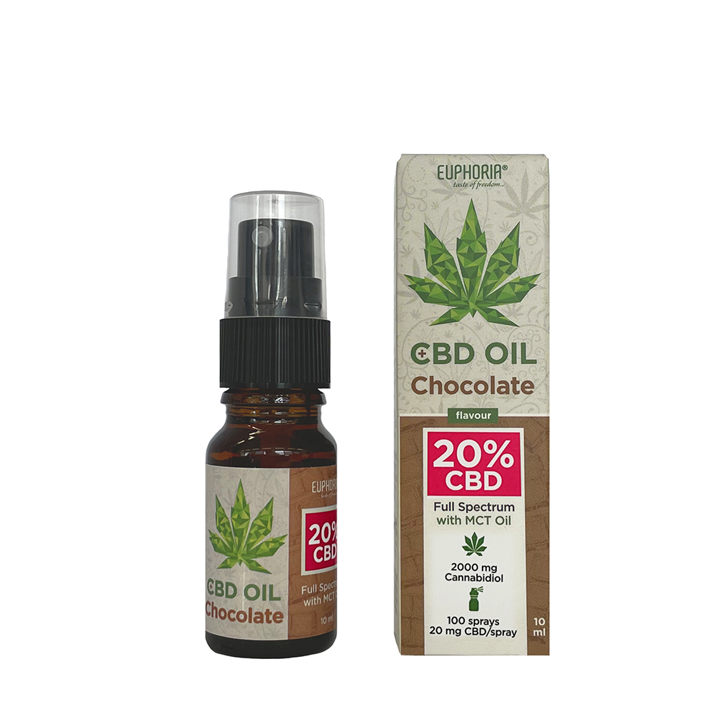 Euphoria CBD-oliespray met chocoladearoma, 20%, 2000 mg CBD, 10 ml