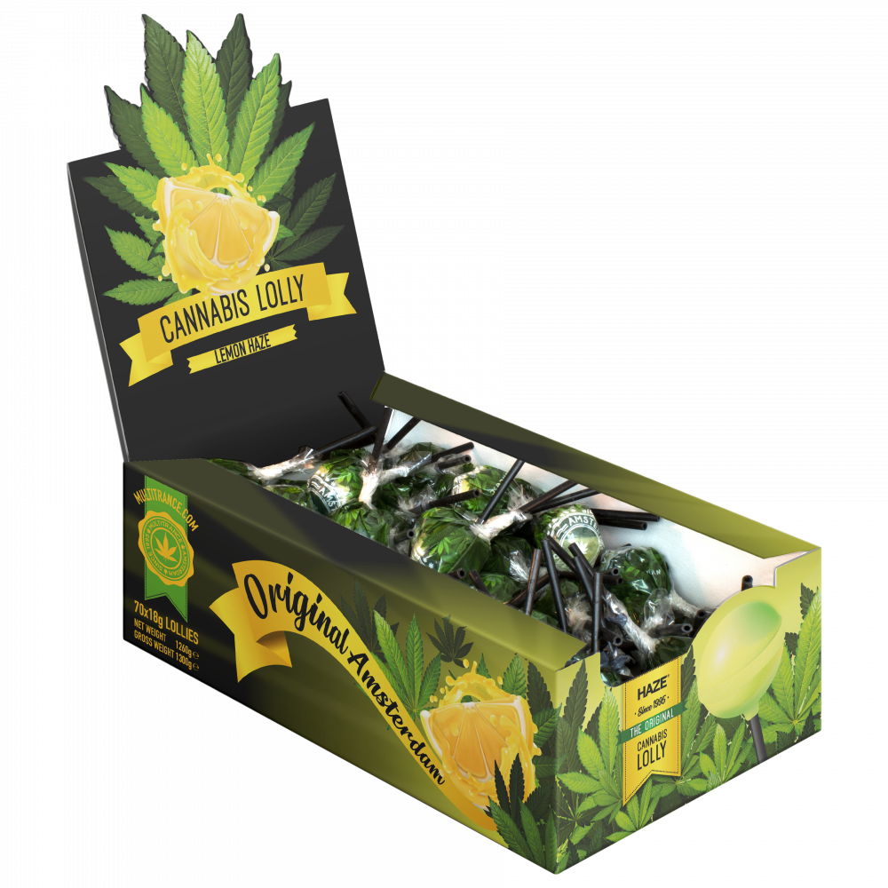 Konopné lízátko Lemon Haze - karton (70 lízátek), 1330 g