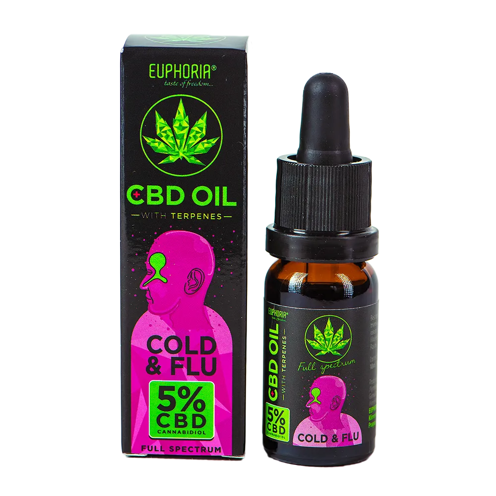 Euphoria CBD Olie 5% met terpenen 10 ml, 500 mg - Verkoudheid & Griep