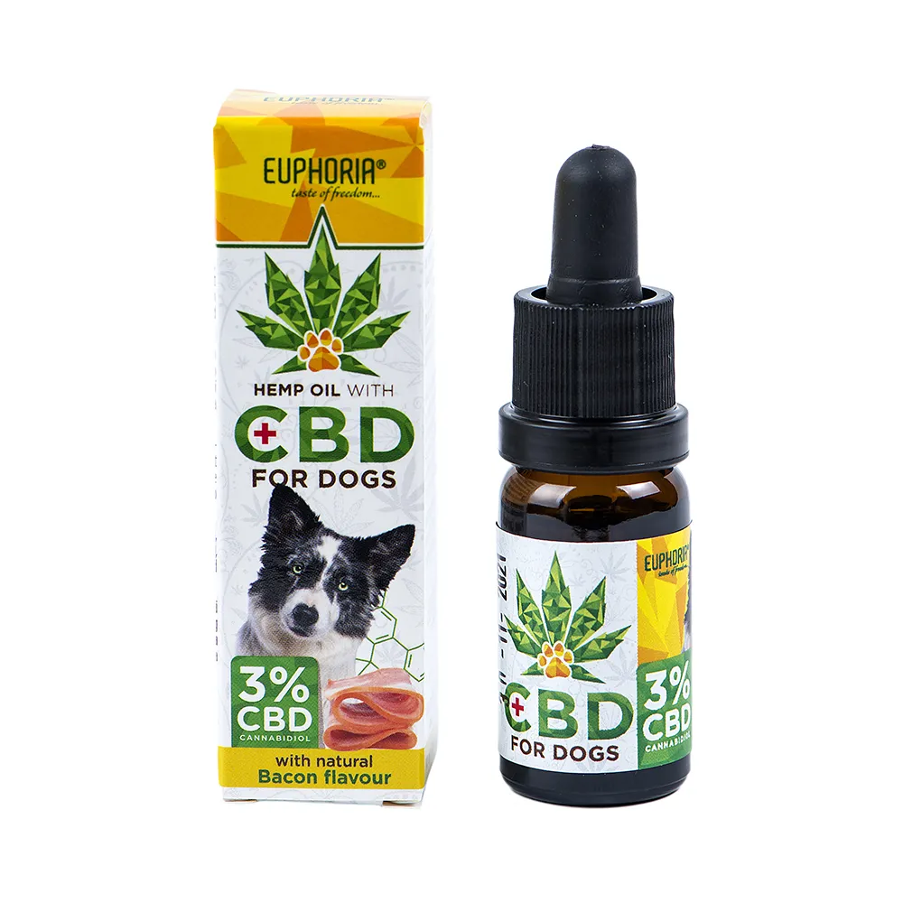 Euphoria CBD-olie voor honden 3%, 300 mg, 10 ml - baconsmaak